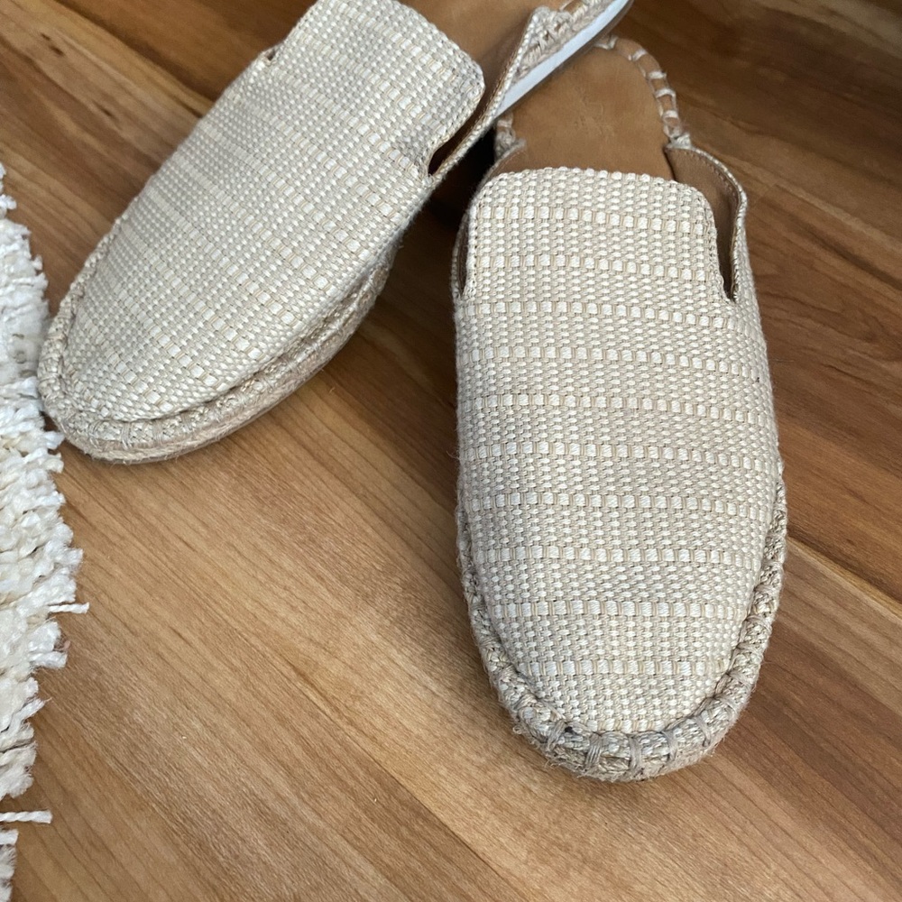 White and cream slide on shoes
